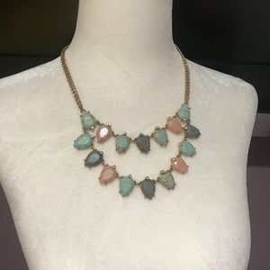 Peach,Teal & Gold Statement Necklace- Adjustable